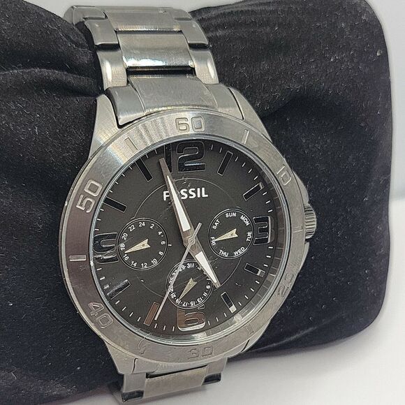 FOSSIL BQ2297 Men's Stainless Steel Analog Black Dial Quartz Genuine Watch BC318 - Picture 4 of 11